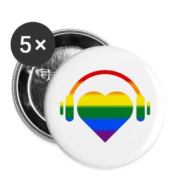 Music Lover Pride - Buttons groß 56 mm (5er Pack) - Weiß - Vorne