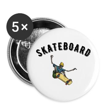 Skateboard - Buttons groß 56 mm (5er Pack) - Weiß - Vorne