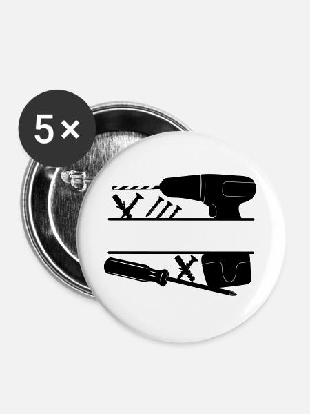 Zimmermannsbohrer-Logo - Buttons groß 56 mm (5er Pack) - Weiß
