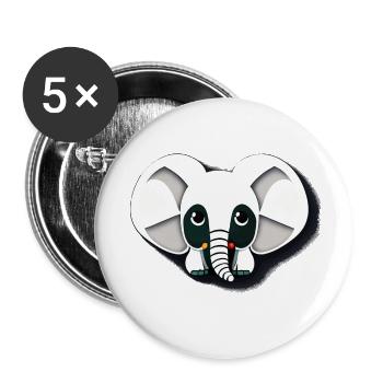 Kleiner Elefant Cartoon niedlich Abenteuer 11 - Buttons groß 56 mm (5er Pack) - Weiß - Vorne