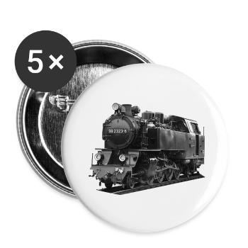 Lokomotive BR 99 Schmalspur Reichsbahn Molli - Buttons groß 56 mm (5er Pack) - Weiß - Vorne