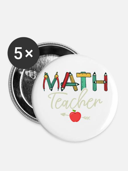 Math Teacher Student School Education - Buttons groß 56 mm (5er Pack) - Weiß