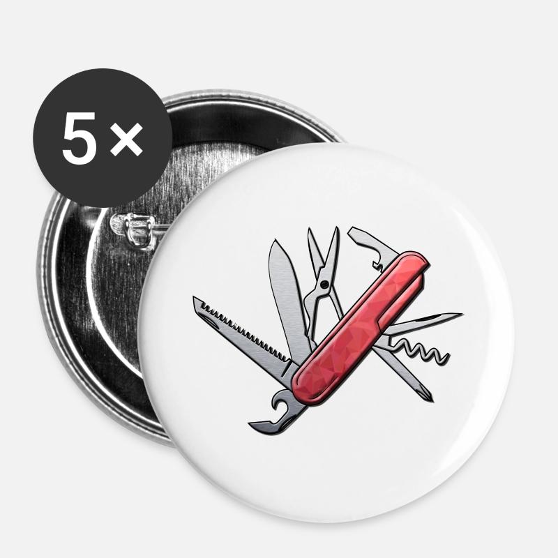 The pocket knife design - Buttons large 2.2''/56 mm (5-pack) - white