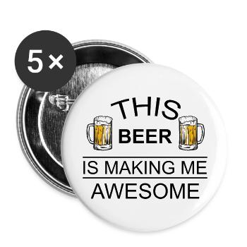 Bier Wein Whiskey Schnaps Alkohol - Buttons groß 56 mm (5er Pack) - Weiß - Vorne