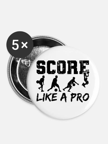 Basketballspieler - Buttons groß 56 mm (5er Pack) - Weiß