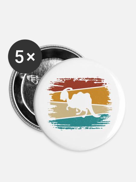 Dino Dinosaurier - Buttons groß 56 mm (5er Pack) - Weiß