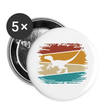 Velociraptor Dino Dinosaures - Lot de 5 grands badges (56 mm) - blanc - Devant