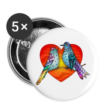 Oiseaux - Lot de 5 grands badges (56 mm) - blanc - Devant