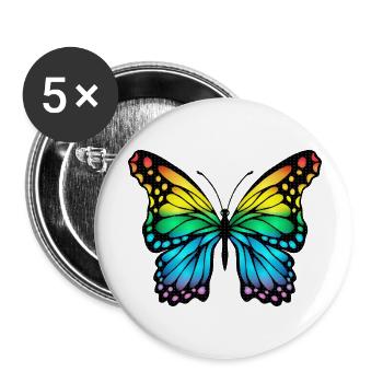 Schmetterling - Buttons groß 56 mm (5er Pack) - Weiß - Vorne