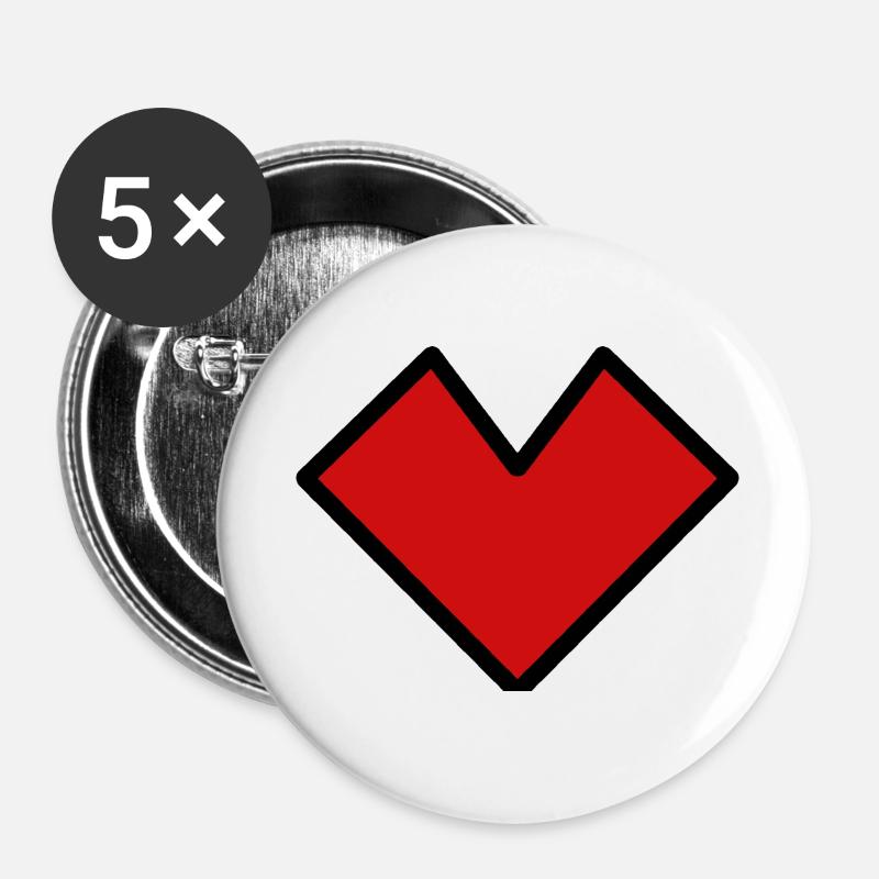herz liebe rot herzchen Geschenk Geschenkidee Paar - Buttons groß 56 mm (5er Pack) - Weiß