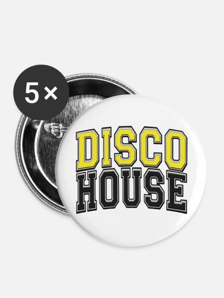 Disco House Varsity Style - Buttons large 2.2''/56 mm (5-pack) - white
