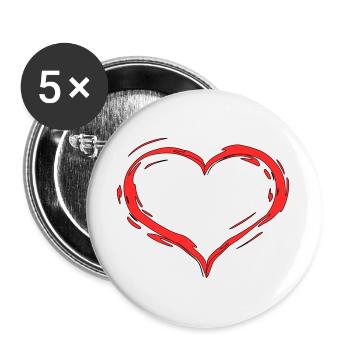 Herz - Buttons groß 56 mm (5er Pack) - Weiß - Vorne