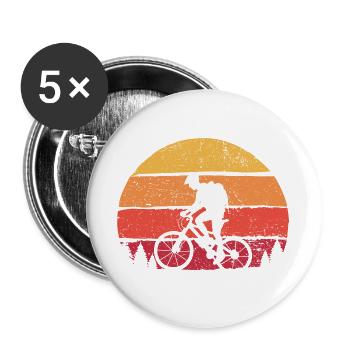 Silhouette du coucher de soleil du cycliste jumeau - Lot de 5 grands badges (56 mm) - blanc - Devant