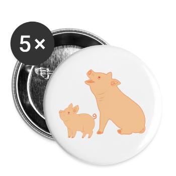 Mère cochon avec porcelet - Lot de 5 grands badges (56 mm) - blanc - Devant
