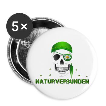 Totenkopf naturverbunden Margerite - Buttons groß 56 mm (5er Pack) - Weiß - Vorne