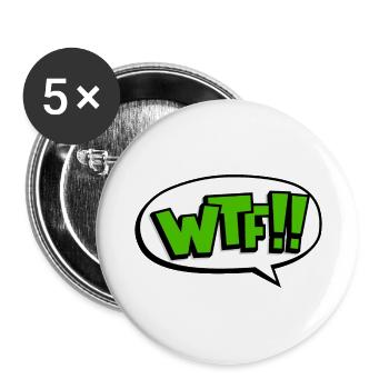 Lustiges WTF What the fuck Geschenk - Buttons groß 56 mm (5er Pack) - Weiß - Vorne