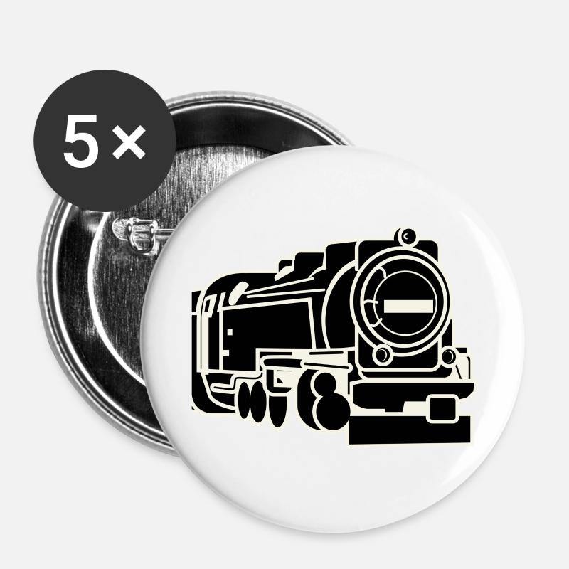 Vinted Retro Railway Steam Train - Buttons large 2.2''/56 mm (5-pack) - white