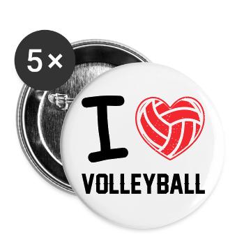 Love Volleyball - Buttons large 2.2''/56 mm (5-pack) - white - Front