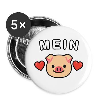 Mein Schweinchen ❤️ Mein Schwein ❤️ - Buttons groß 56 mm (5er Pack) - Weiß - Vorne