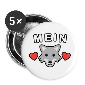 Mein Wolf ❤️ - Buttons groß 56 mm (5er Pack) - Weiß - Vorne