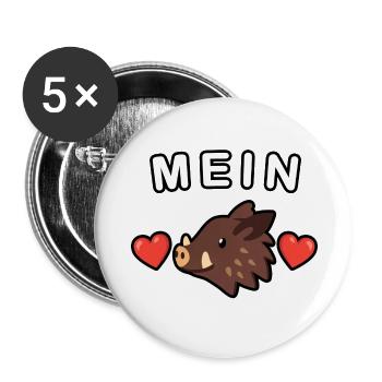 Mein Wildschweinchen ❤️ Wildschwein - Buttons groß 56 mm (5er Pack) - Weiß - Vorne