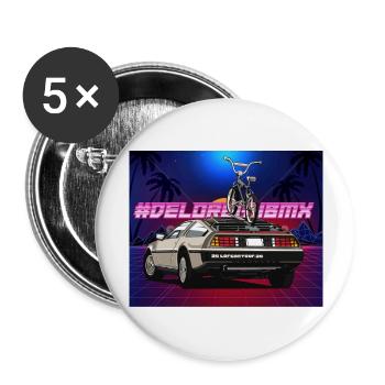 Delorean Future 80s Car with Oldschool BMX Tour - Buttons large 2.2''/56 mm (5-pack) - white - Front