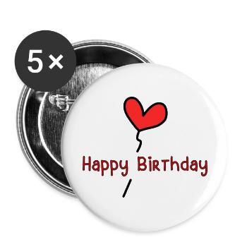 JAHRESTAG. ALLES GUTE ZUM GEBURTSTAG!. ALLES GUTE ZUM GEBURTSTAG!. - Buttons groß 56 mm (5er Pack) - Weiß - Vorne