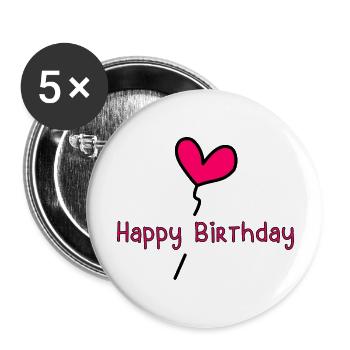 JAHRESTAG. ALLES GUTE ZUM GEBURTSTAG!. ALLES GUTE ZUM GEBURTSTAG!. - Buttons groß 56 mm (5er Pack) - Weiß - Vorne