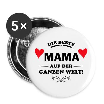 beste mama - Buttons groß 56 mm (5er Pack) - Weiß - Vorne