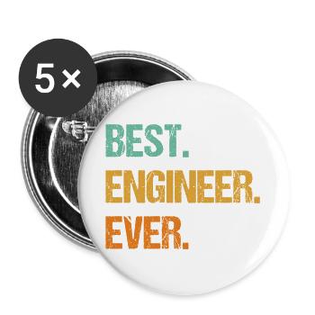 Bester Ingenieur aller Zeiten Inspirierendes Zitat - Buttons groß 56 mm (5er Pack) - Weiß - Vorne