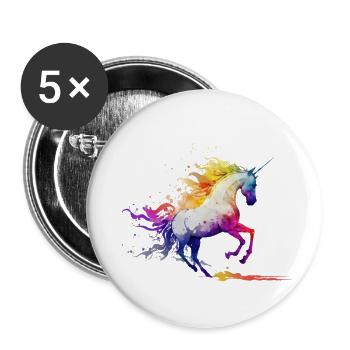 Licorne en cours d’exécution - Lot de 5 grands badges (56 mm) - blanc - Devant