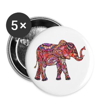 Elefant - Buttons groß 56 mm (5er Pack) - Weiß - Vorne