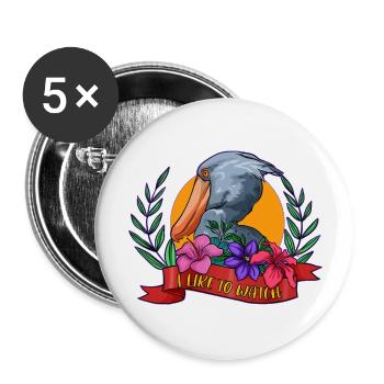 Schuhschnabel Vogel Ornithologe Wald I Geschenk - Buttons groß 56 mm (5er Pack) - Weiß - Vorne
