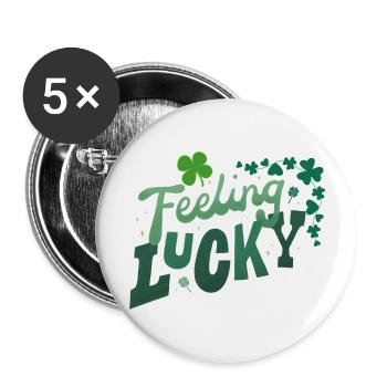 Feeling Lucky - Lot de 5 grands badges (56 mm) - blanc - Devant