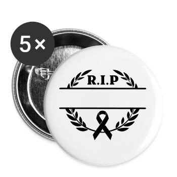 Lorbeerkranz R.I.P. Monogramm - Buttons groß 56 mm (5er Pack) - Weiß - Vorne