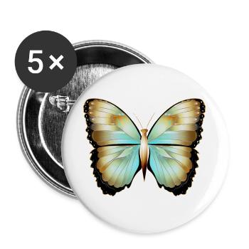 Papillon scintillant en or dessiné à la main - Lot de 5 grands badges (56 mm) - blanc - Devant