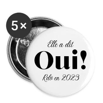 Elle a dit oui en 2023 - Lot de 5 grands badges (56 mm) - blanc - Devant