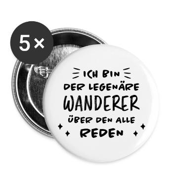 Wanderer Outdoor Lustiger Spruch Wandern Geschenk - Buttons groß 56 mm (5er Pack) - Weiß - Vorne