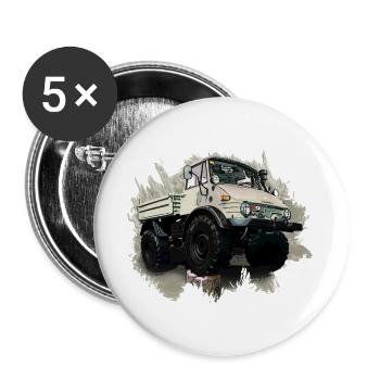 Unimog Oldi - Buttons groß 56 mm (5er Pack) - Weiß - Vorne