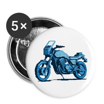 Motorrad Illustration im 8 Bit Vektor Look - Buttons groß 56 mm (5er Pack) - Weiß - Vorne