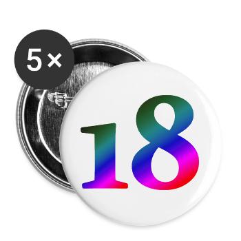 18, bunter farbverlauf, schenken - Buttons groß 56 mm (5er Pack) - Weiß - Vorne