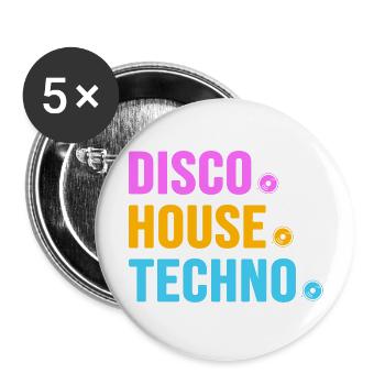Disco House Techno ballern hard Bass Rave - Buttons large 2.2''/56 mm (5-pack) - white - Front