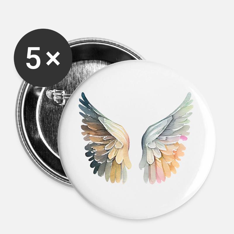 Artistic pastel angel wings - Buttons large 2.2''/56 mm (5-pack) - white