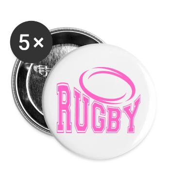 Rugby Femme - T-Shirt Rugby Fans Femme - Lot de 5 grands badges (56 mm) - blanc - Devant