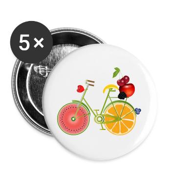 drôle de vélo vert fruité décoré - Lot de 5 grands badges (56 mm) - blanc - Devant