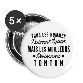 les meilleurs deviennent tonton / cadeau tonton - Lot de 5 grands badges (56 mm) - blanc - Devant