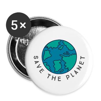 Save the Planet - Buttons groß 56 mm (5er Pack) - Weiß - Vorne