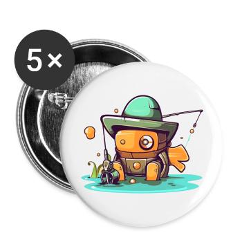 Sinful robot - Buttons large 2.2''/56 mm (5-pack) - white - Front