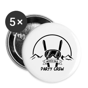 apres ski party crew - Buttons groß 56 mm (5er Pack) - Weiß - Vorne