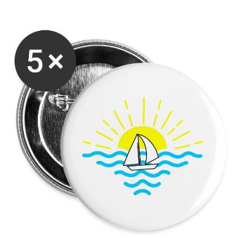 Sunset Sea Segelboot - Buttons groß 56 mm (5er Pack) - Weiß - Vorne